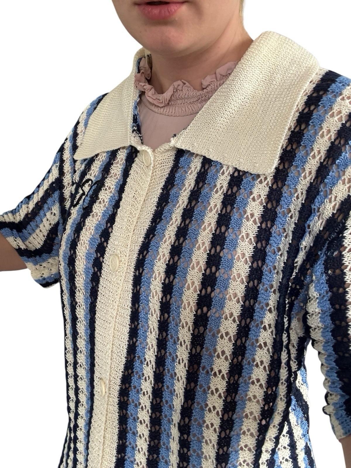 Empty Reference Unisex Knit Button Up Nautical Ca… - image 4