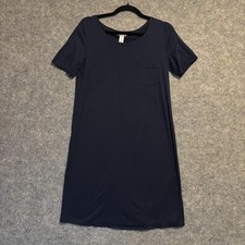 Hanro Nightgown Women Size XS Navy Cotton Deluxe Shirt Dress Short Sleeve Pocket