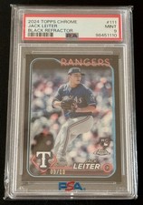 2024 Topps Chrome Jack Leiter Black Refractor /10 #111 PSA 9 RC Rookie Rangers