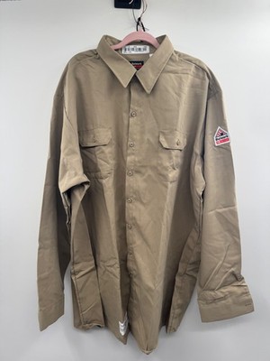NWT Bulwark FR Flame Resistant Utility Shirt Men's 4XL Khaki Workwear Pockets