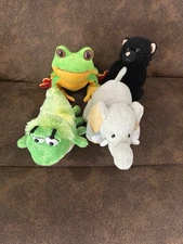Retired Webkinz Plush Lot – Frog, Caterpillar, Elephant & Black Cat (No Codes)