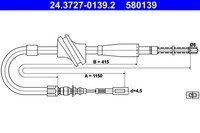 ATE Bremsseil Seilzug Feststellbremse 24.3727-0139.2 FüR Audi 80 B2 90 81 811