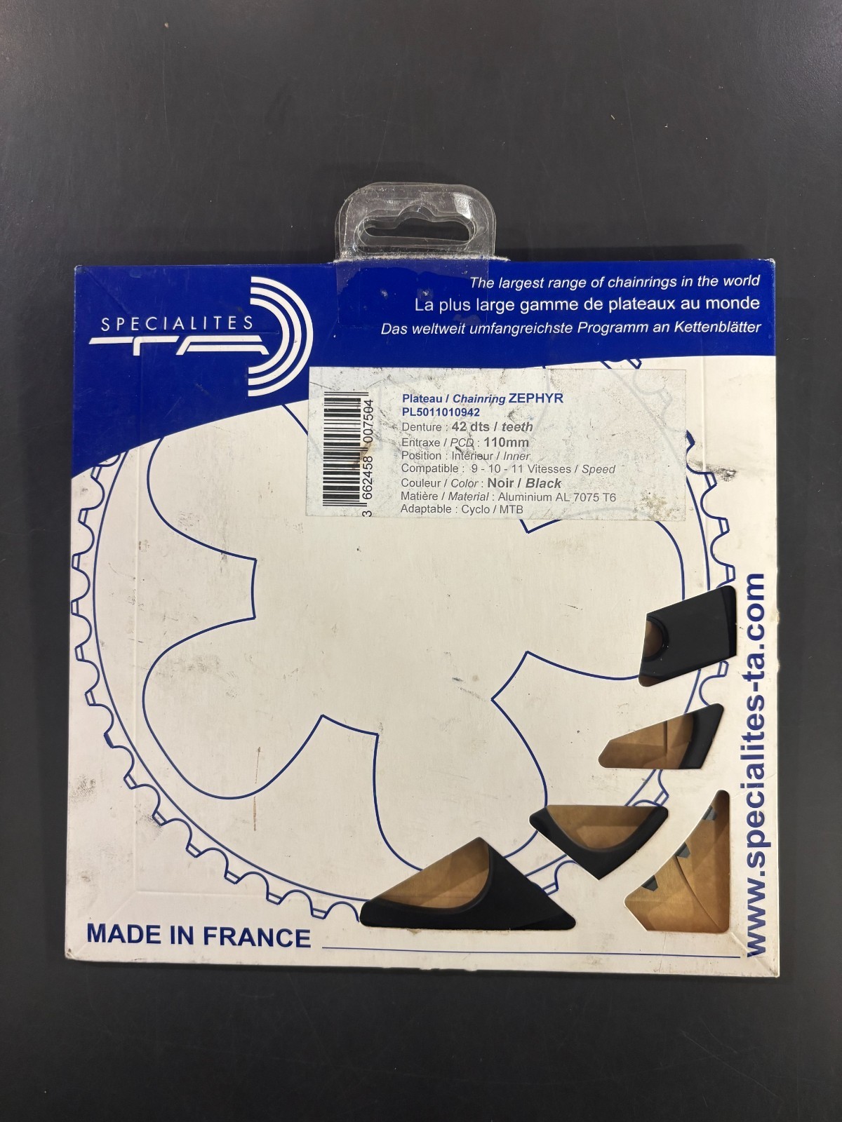 Specialties TA Zephyr 9/10/11 Speed 42T 5-Arm 110mm BCD Inner Chainring Black