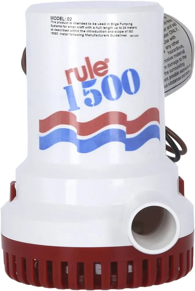 Pompe de cale Rule 1500 12V 5600L/h pour assécher la cale de bateau