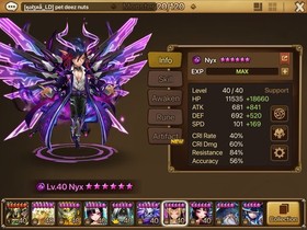 Summoners War 4LD - Lucifer, Maximilian, Nyx, Seimei, G1 +220 Swift, +174 vio