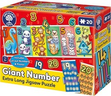 Orchard Toys Giant Number, Educational and Fun Puzzle, Includes Poster and Lear