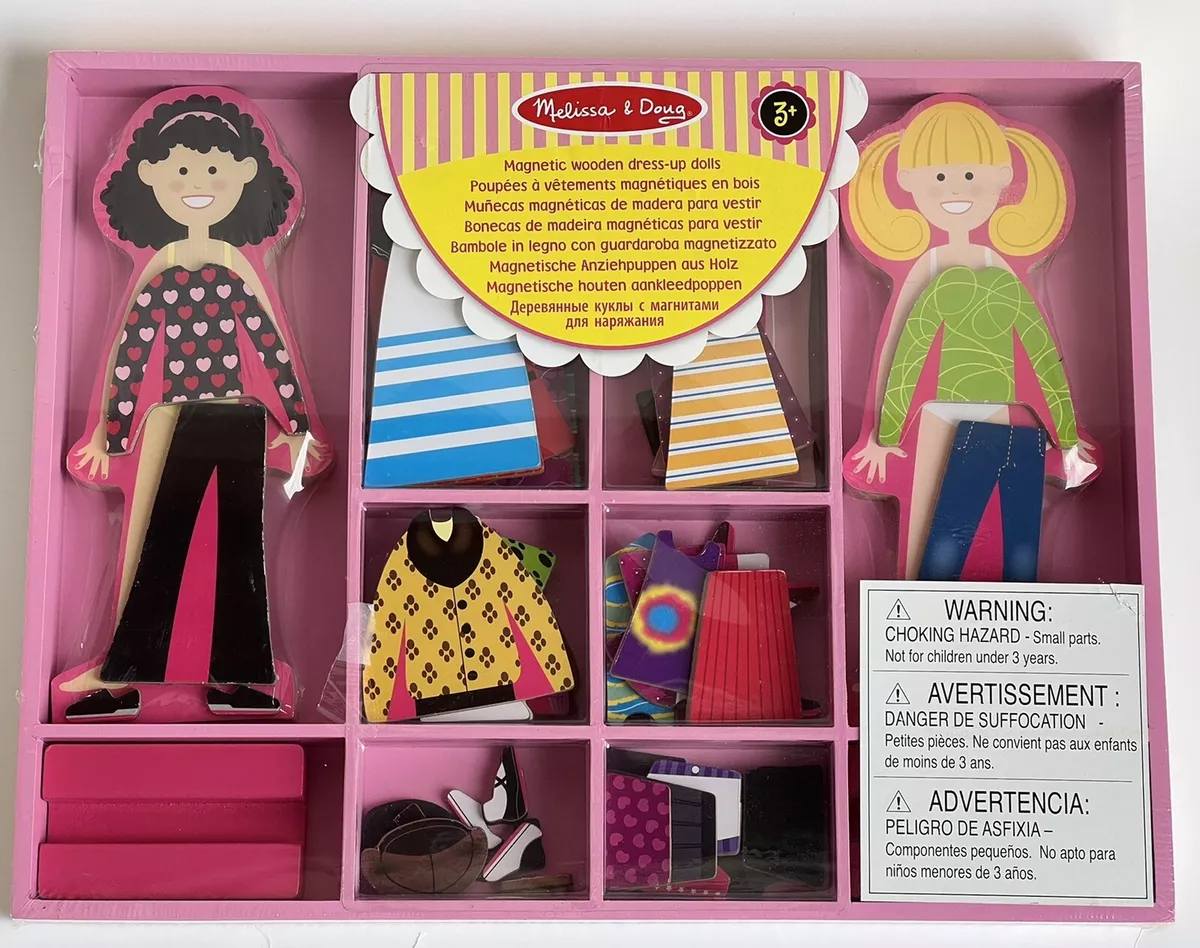 Melissa & Doug Classic Magnetic Wooden Dress-Up Dolls In Wooden Case