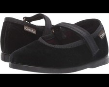 New Cienta black velvet strap mary jane shoes, toddler 7.5 24 ,NIB