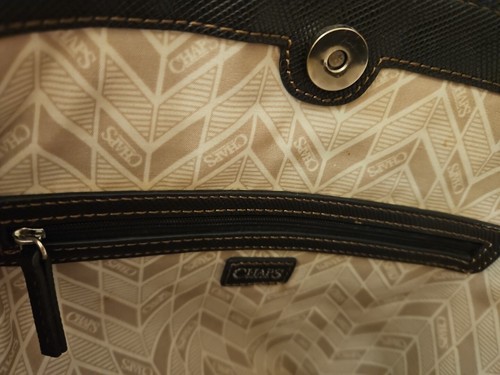 Chaps Two Tone. Large Purse Tote Shoulder Bag Satchel Two Straps - Picture 8 of 12