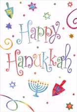 Colorful Happy Hanukkah Lettering Designer Greetings Hanukkah Card