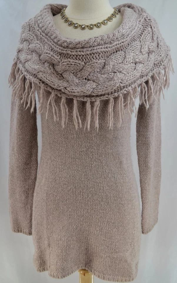 INC International Concepts Túnica Shabby Grueso Tejido SUÉTER Top Capucha Cuello Talla S