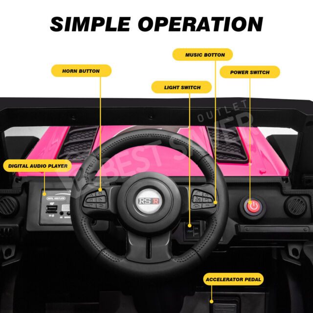 Kids Ride On Car Electric 12V Car Toy Jeep Battery Remote Control Toy Pink OB10268