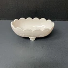Jeanette Shell Pink Milk Glass Open Candy Dish 4 Toed Vintage