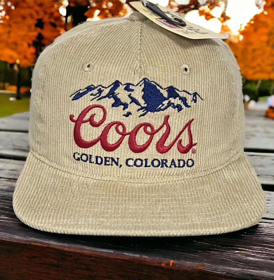 Coors Beer Khaki Corduroy Snapback Golden Colorado Banquet Trucker