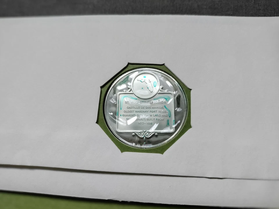 1971 Franklin Mint, proof silver medal FLORIDA - CASTILLO DE SANARCOS - Image 2 of 4