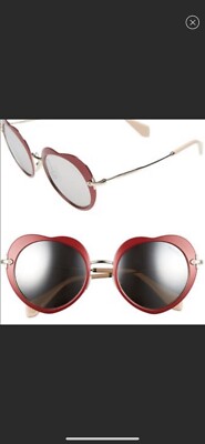 MIU MIU – 52mm Irregular Heart Sunglasses Red NWT Miu Miu MU 04ZS S (50 - 18) with Red lenses and Tortoise  main image 4