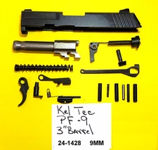 KEL TEC PF 9 SLIDE, BARREL, TRIGGER. PINS, RECOIL SP GUN REPAIR PART  # 24-1428
