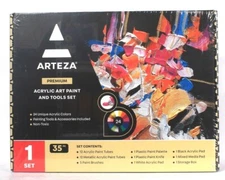 Arteza Premium 35 Pc Acrylic Art Paint & Tool Set 24 Colors Tools & Accessories