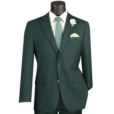 VINCI Men's Hunter Green 2-Button Slim Fit Suit - NEW