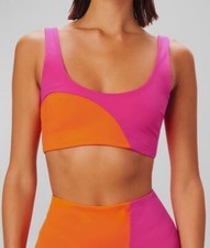  190 Mara Hoffman Women's Orange Lira Colorblock Bikini Top Swimwear Size XS