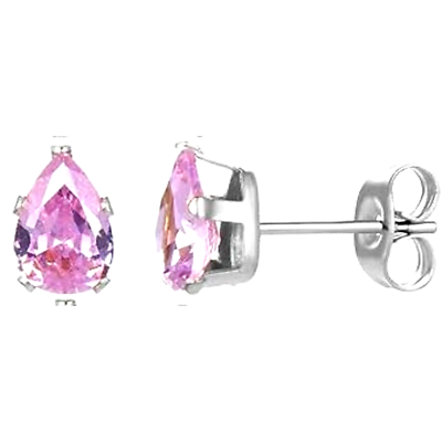 75 Pear Shape Genuine Pink Sapphire Stud Earrings in Sterling
