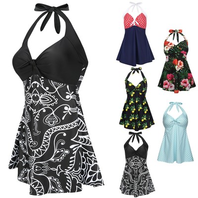 hde lemon women's one piece swimdress plus size tummy control