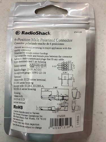 RadioShack 6-Position Male Interlocking Connector Item No. 274-0226 - Picture 2 of 2
