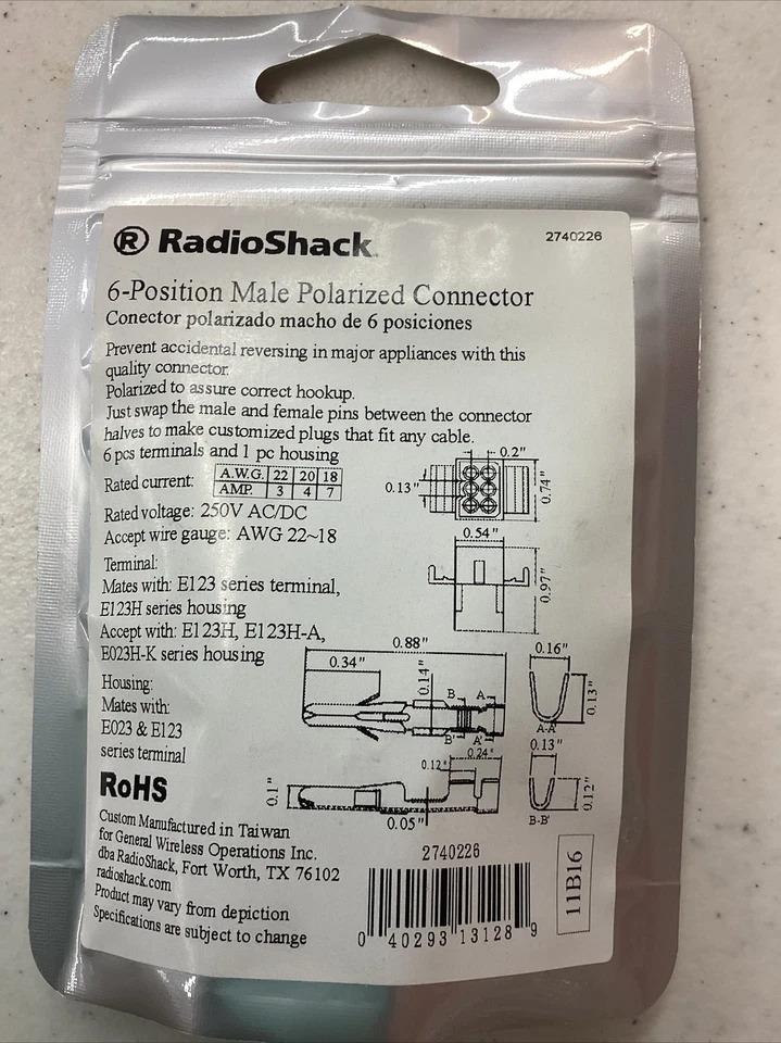 RadioShack 6-Position Male Interlocking Connector Item No. 274-0226 - Image 2 of 2