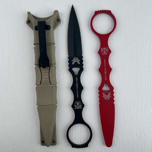 Benchmade SOCP Dagger 176BKSN-COMBO Trainer Set 440c Steel Handle w/ Tan Sheath - Picture 3 of 9