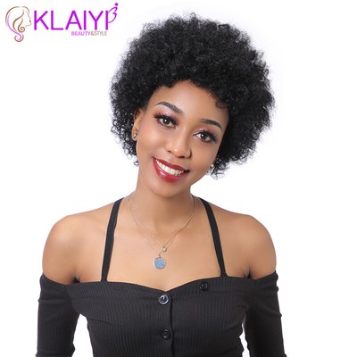 Klaiyi Hair Afro Kinky Curly Hair Wig 6inch Short Brazilian Remy
