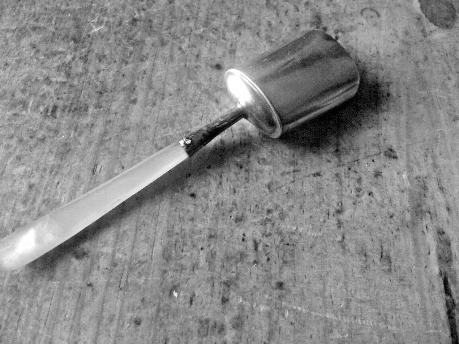 Antique Silver Tea Caddy Spoon. M O P Handle Cocks & Bettridge