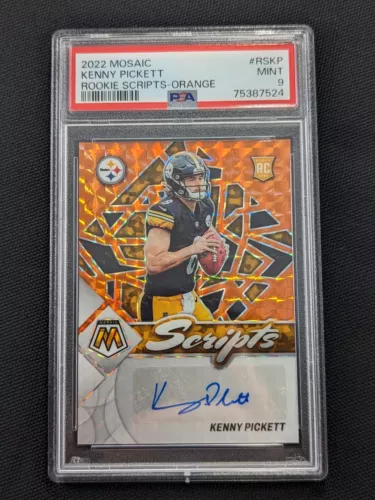 2022 Mosaic - KENNY PICKETT RC - Orange Reactive Scripts SP Auto PSA 9
