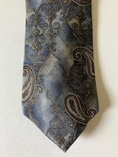 Arrow Men's Necktie Tie Silk Satin Blue Gray Maroon Paisley Made in USA 57"