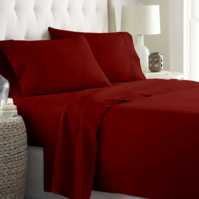 1200 TC Egyptian Cotton 8,10,12,15,18 Inch Deep Pocket Sheets Burgundy Solid