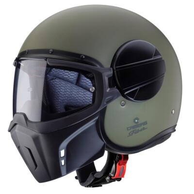 Caberg Ghost Plain Open Face Motorradhelm Jet mit Brille schwarz weiß
