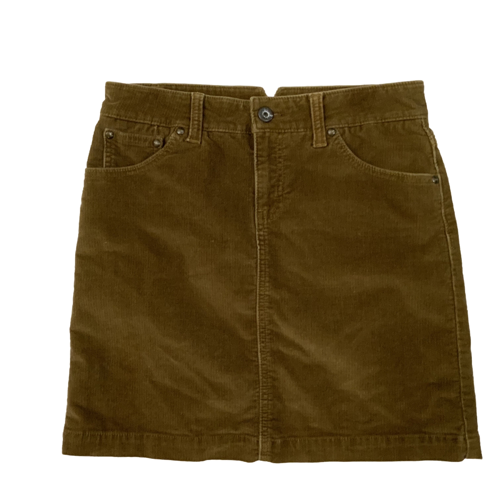 Gap Jeans Stretch Brown Corduroy Mod Short A-Line Skirt 5 Pocket Size 2 Preppy