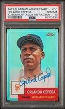 Orlando Cepeda 2022 Topps Chrome Platinum Auto Aqua Refractor PSA 10 #OC 016/150