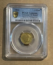 Philippines - 1862 Gold 2 Pesos (PCGS VF Details Cleaned)