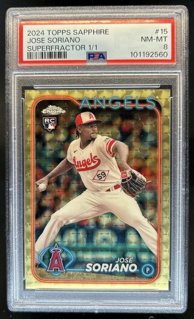 2024 Topps Chrome Sapphire Jose Soriano RC Refractor Superfractor #1/1 PSA 8