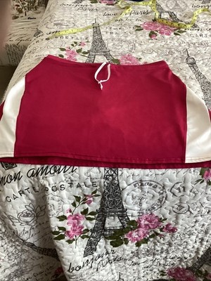 Athena Skort  Raspberry And White Size Medium Tall Drawstring Hidden Pocket