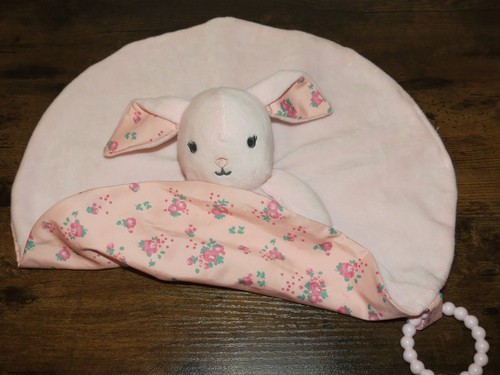 Coperta di sicurezza moderna bambino rosa coniglietto rotonda floreale Lovey anello di plastica - Foto 4 di 4