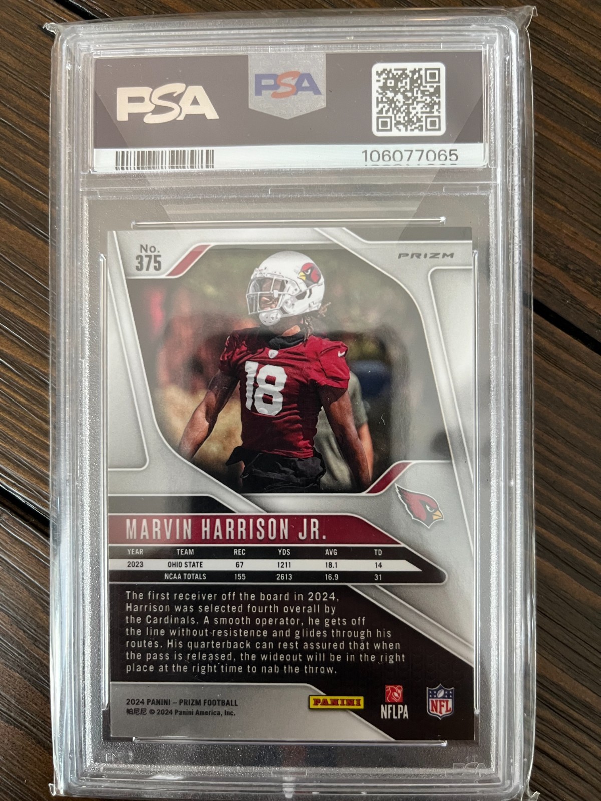 2024 Prizm Neon Green Pulsar Marvin Harrison Jr. PSA 9 view 2