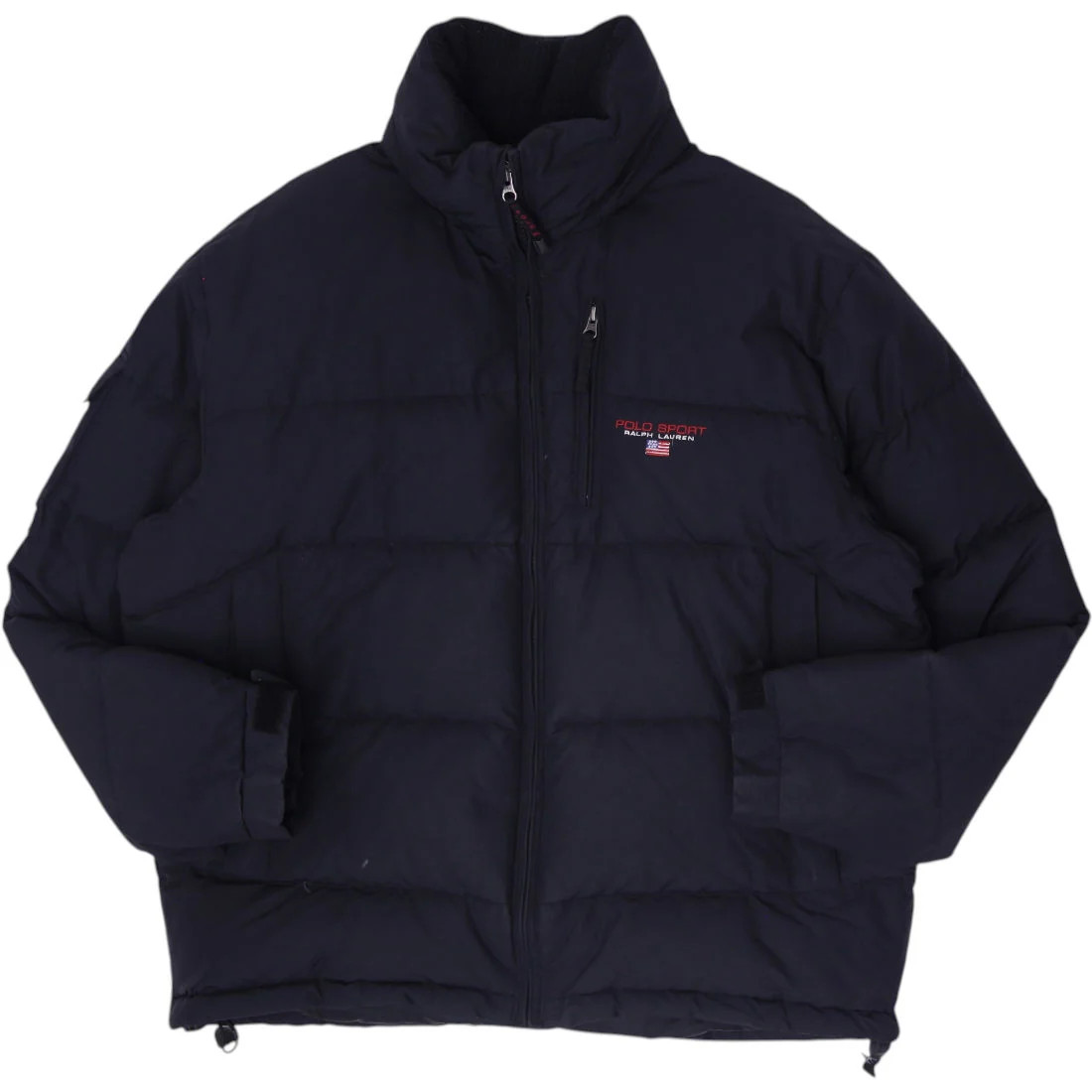 Vintage 90s Polo Sport Ralph Lauren Black Down Puffer Jacket Flag Logo