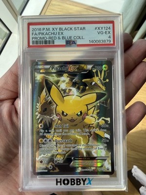 Pikachu EX Black Star Promo Card PSA 6 XY124 Red Blue Collection