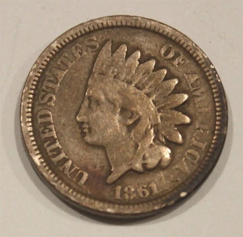 1861 Indian Head Cent Penny with Full Dates, Good condition copper nickel