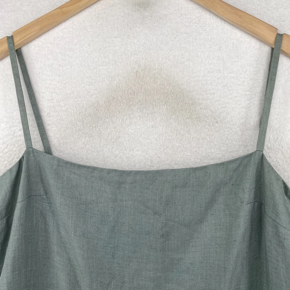 Vtg CALVIN KLEIN CK Y2K Dress 14 100% Linen Sleeveless Slit Back Zip Lined Blue - Image 3 of 4