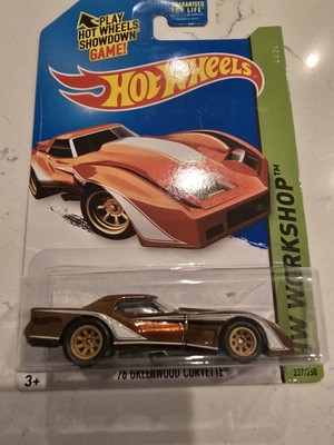 2014 HOT WHEELS SUPER TREASURE HUNT WORKSHOP '76 GREENWOOD CORVETTE W/ PROTECTOR