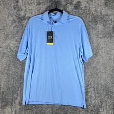 Under Armour Polo Shirt Mens L Blue Performance Golf Jersey UPF 50 Loose Fit