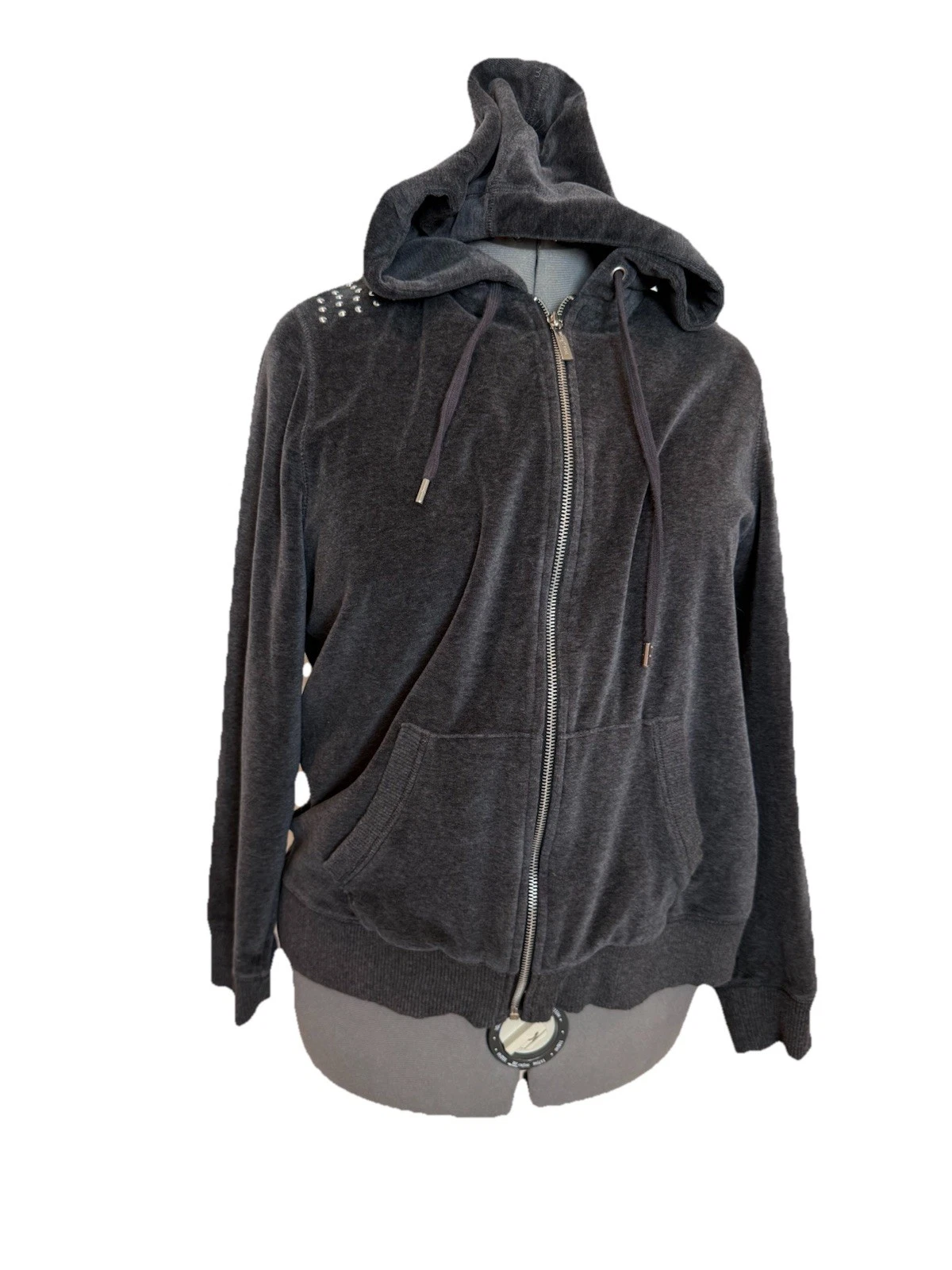 Felpa con cappuccio Michael Michael Kors grigia taglia 1X Stone Embedded PTP 25” in cotone polietilene