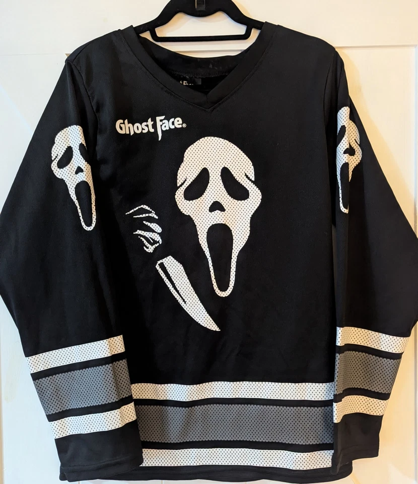 Ghost Face The Icon Of Halloween Mens Long Sleeve Hockey 96 Pullover Jersey S - Image 2 of 4